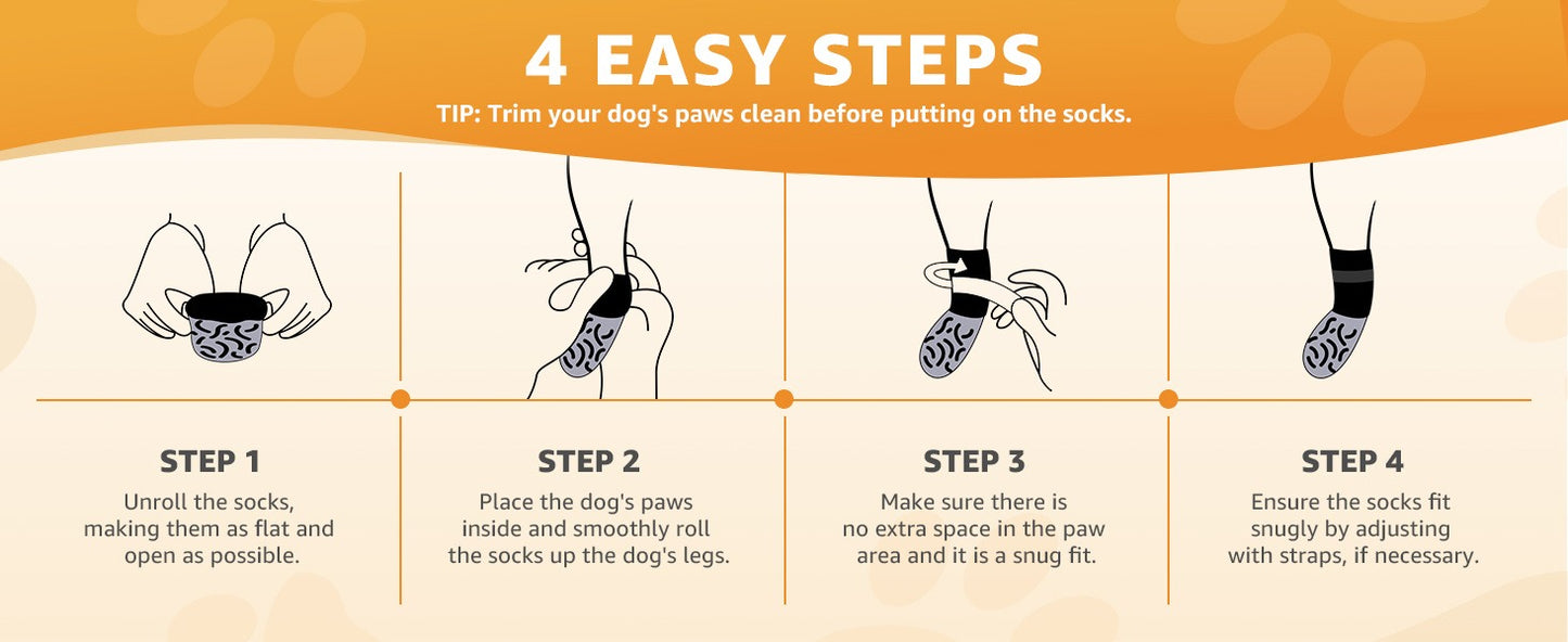 Non-Slip Dog Socks Double-Sided Grip Paw Protector with Adjustable Straps – Anti-Lick Dog Booties for Hardwood Floors