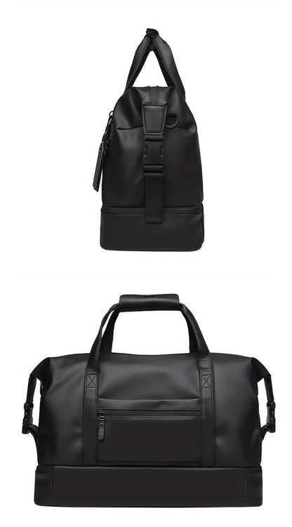 Gym Duffel Bag with Wet Pocket & Shoe Compartment – Foldable PU Leather Sports Travel Bag for Workouts, Weekend Trips & Everyday Use