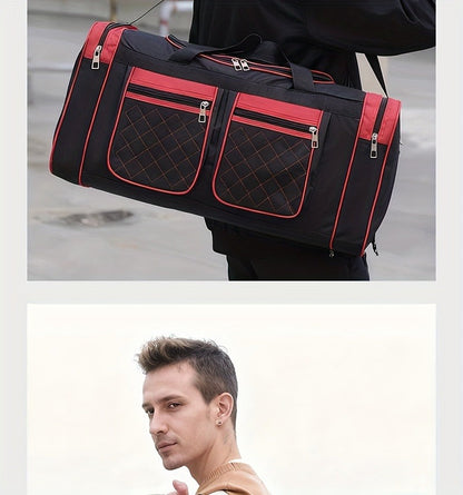 Gym Duffel Bag Large Capacity Travel Bag for Men Women Heavy Duty Polyester Multi Pocket Adjustable Shoulder Strap Zipper Closure