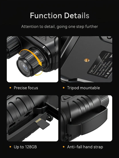 Black Digital Night Vision Binoculars without Memory Card, 2.8-Inch Screen, 10X Digital Zoom and Seven IR Levels