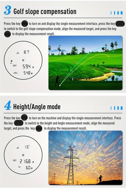 White Golf Laser Rangefinder, Model LAB12 with 1200-Yard Source Rating, 6x Optics and USB Charging
