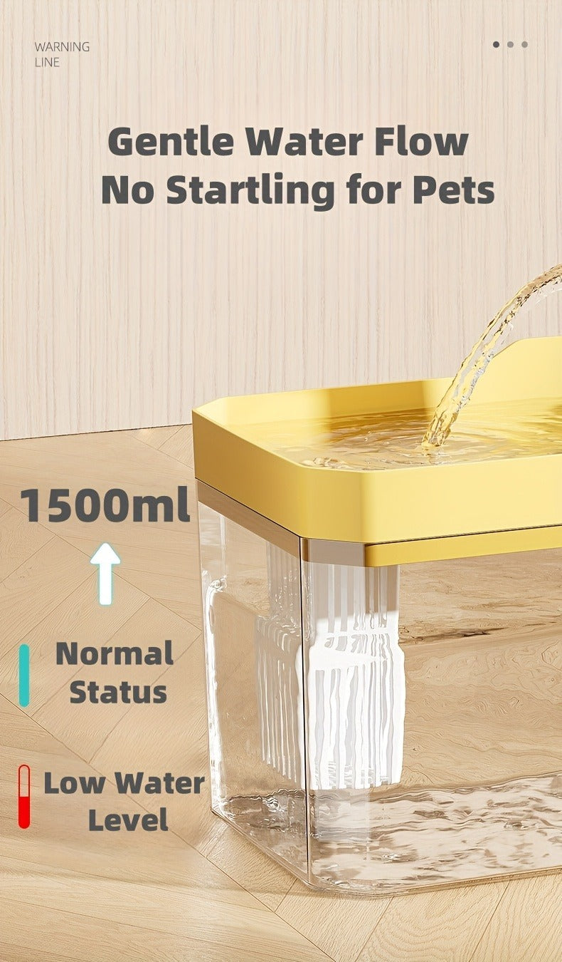 Pet Water Fountain Automatic 4-Stage Filtration – Ultra-Quiet USB Powered Circulating Fresh Water Dispenser with Visible Water Level Window