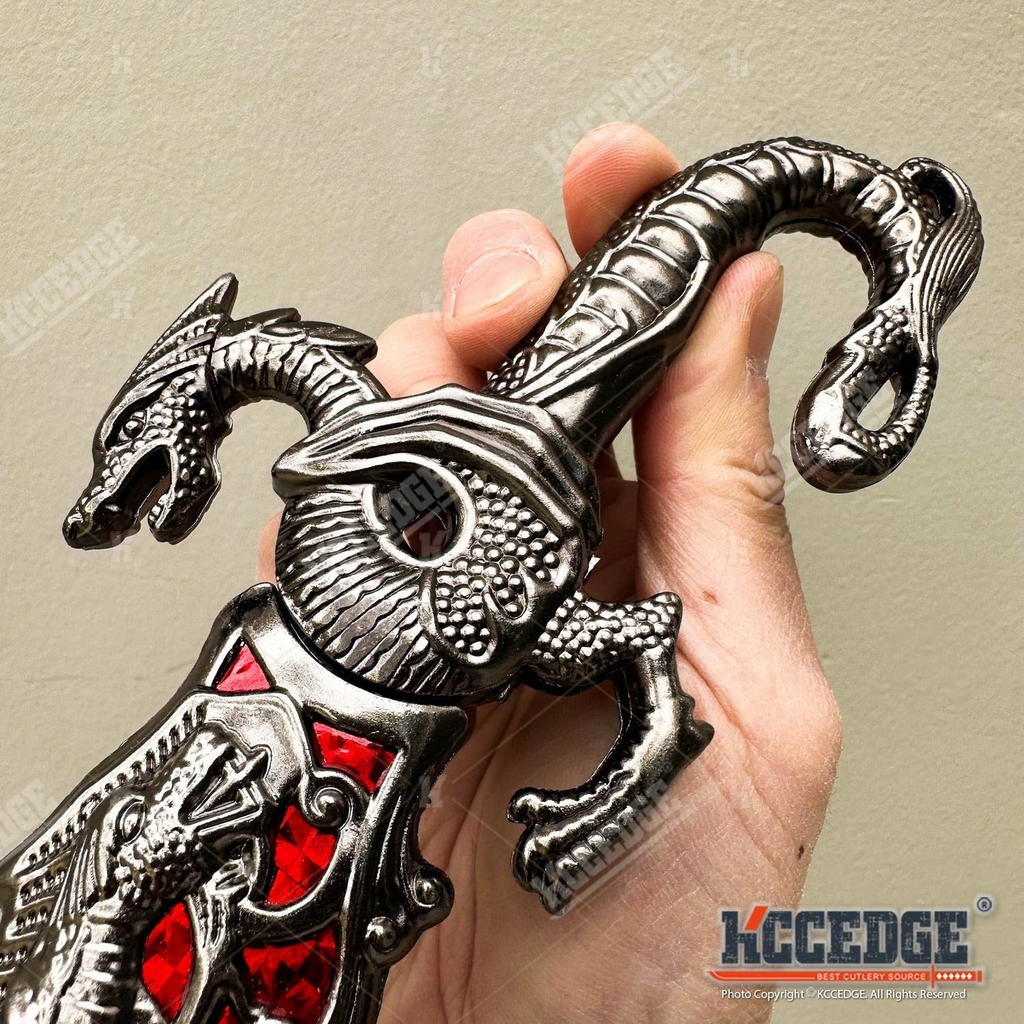 Medieval Fantasy Fixed Blade Knife with Scabbard – 9" Dragon Cosplay Collectible Dagger, 440 Stainless Steel