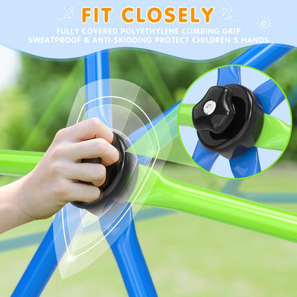10FT Kids Climbing Dome with Hammock Swing Disc Swing Backyard Jungle Gym Steel Frame Outdoor Play Equipment 1000 LBS Capacity Gift for Boys