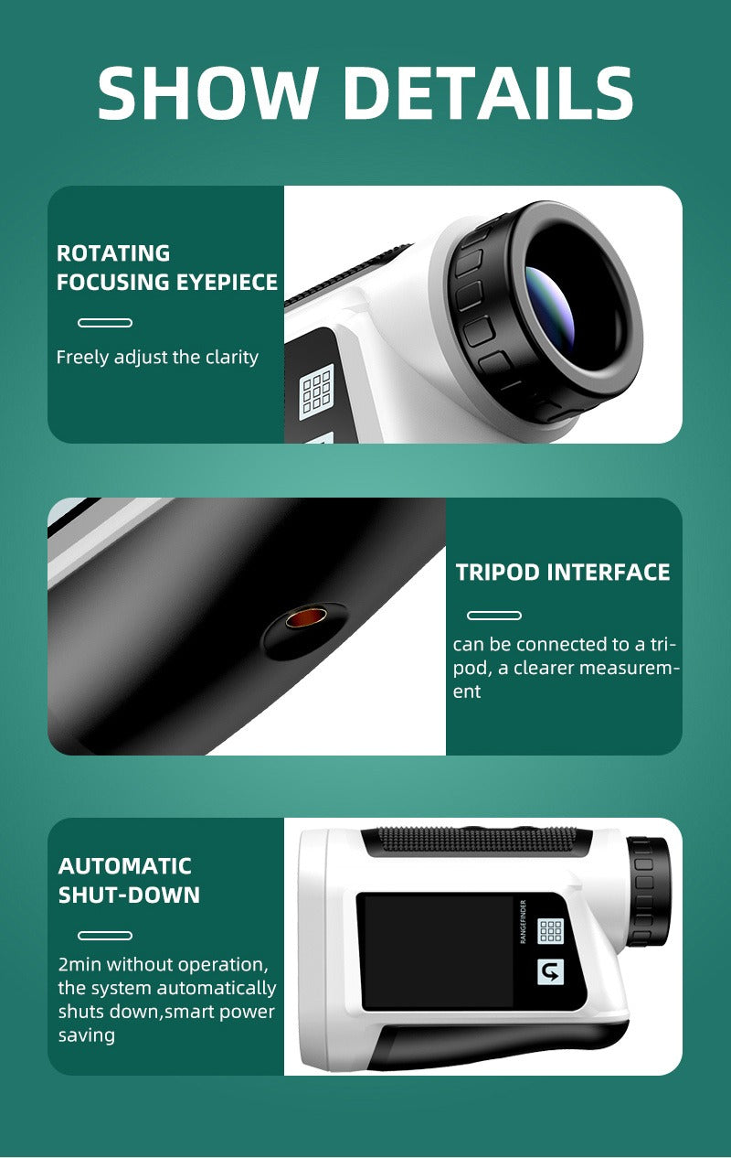 Laser Rangefinder 1000 Yard with Slope Compensation & Vibration Lock – USB Rechargeable Golf Rangefinder with Side Display Voice Broadcast 9