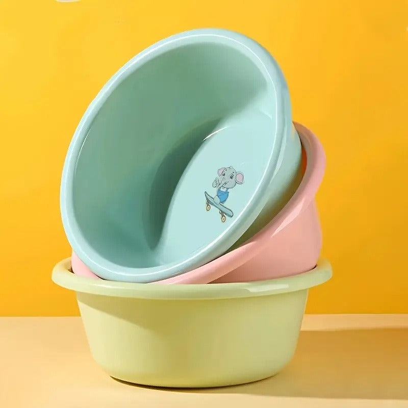 Plastic Wash Basin 12 Quart Stackable Round Tub – Portable Household Washing Bowl for Kitchen, Camping, Face Washing