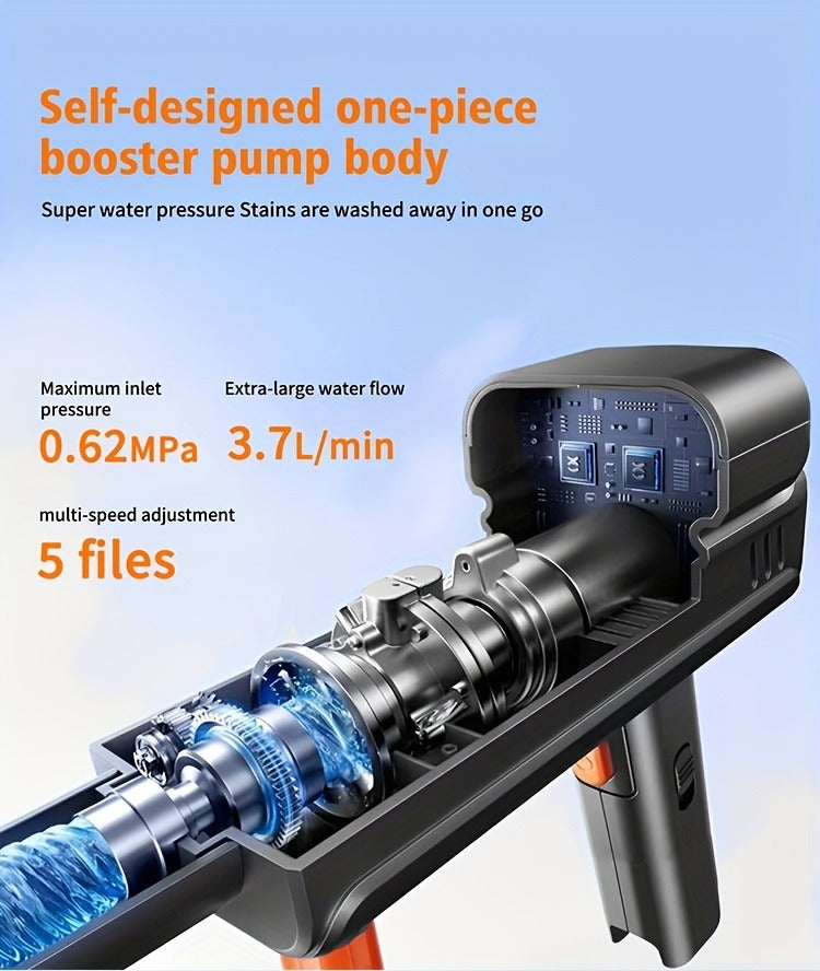 Portable Pressure Washer Cordless 980PSI, 3x 4000mAh Batteries, 5-in-1 Nozzle, Foam Cannon, 33FT Hose