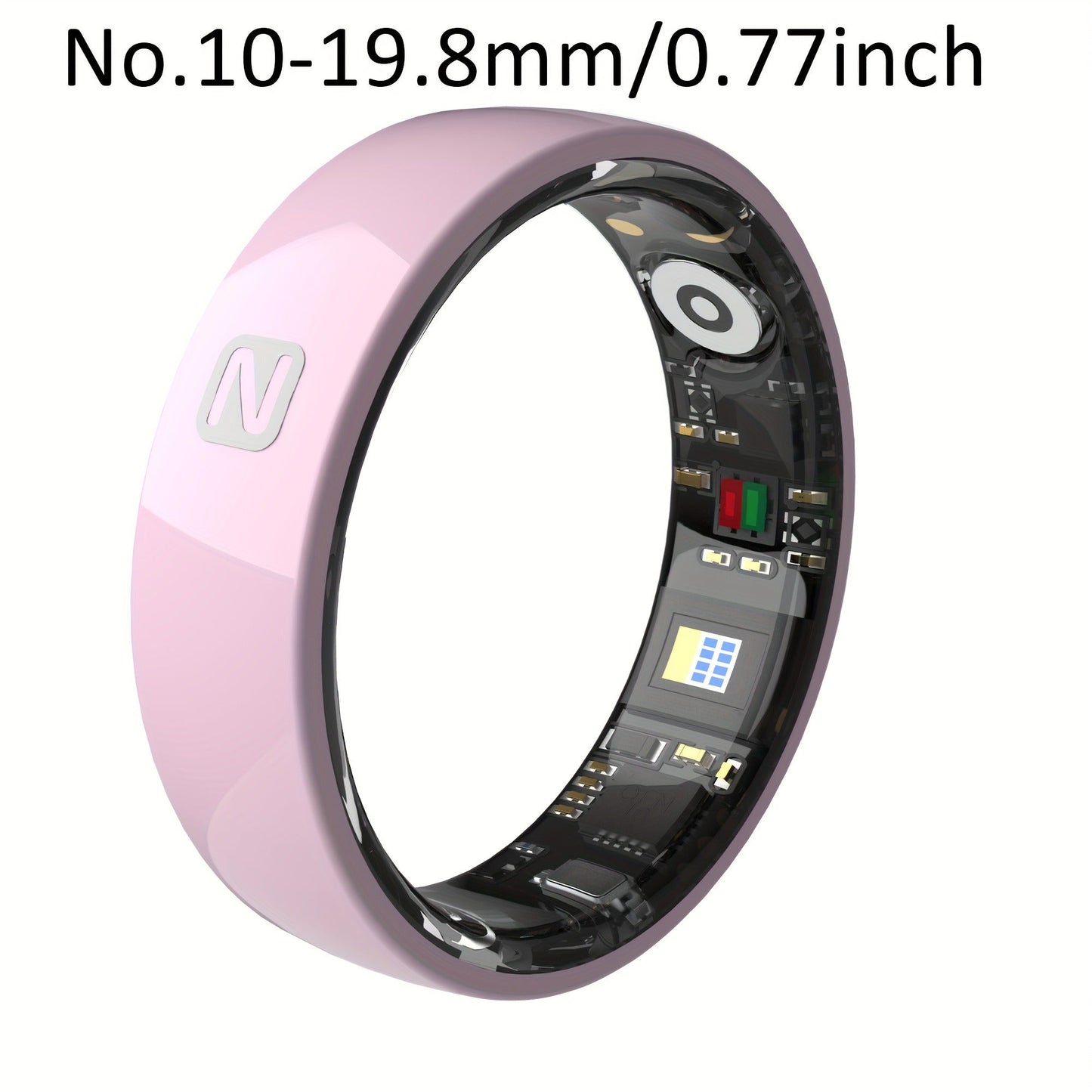 N-Style Smart Ring with Screenless Sensor Design, Charging Case, Black, Pink or White Finish and Sizes 7–13
