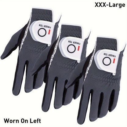 Wet Weather Golf Gloves Rain Grip 3-Pack for Men | Breathable Water-Resistant Golf Gloves for Left & Right Hand