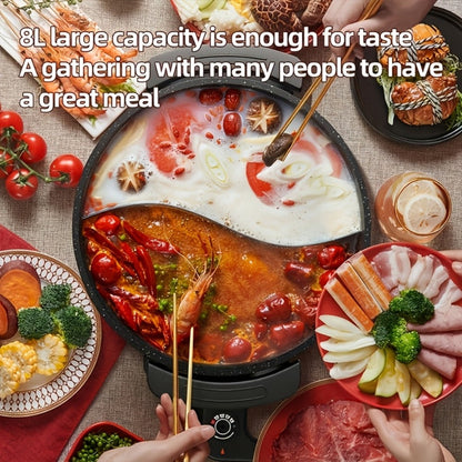 Mandarin Duck Hot Pot Electric, Large Non-Stick Divided Hot Pot for Steaming, Boiling, Frying & Stewing