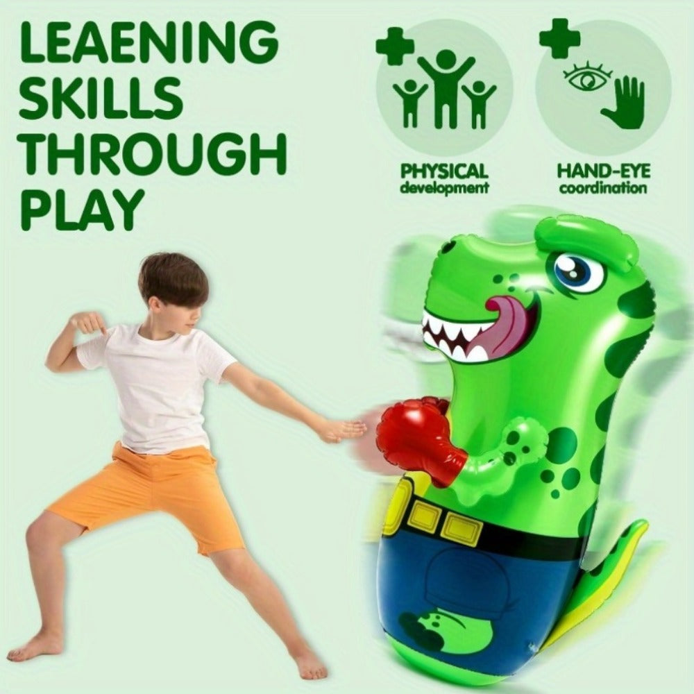 Inflatable Dinosaur Punching Bag for Kids 47 Inch, T-Rex Blow Up Bouncing Back Bopper, Water Base Bop Bag for Indoor Outdoor Active Play