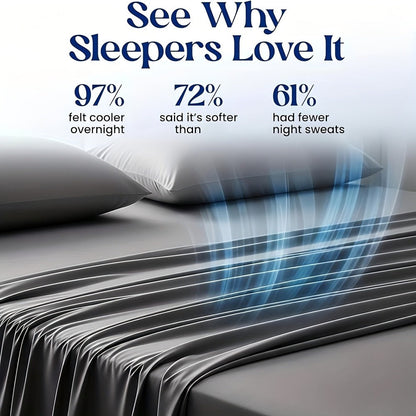 Bamboo Blend Cooling Bed Sheet Set 4pcs – Ultra Soft Breathable Kids Sheets, Deep Pocket Fitted Sheet 18"-24"