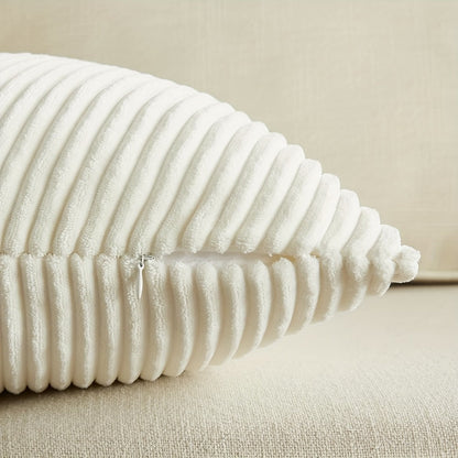 Four-Piece Corduroy Pillow Cover Set, 18 x 18 Inches with Striped, Panel and Pinwheel Textures