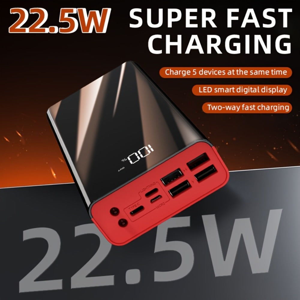 100000mAh Portable Power Bank with Flashlight LED Display Bidirectional Fast Charging Multi-Device USB Charger for Camping Outdoor Emergency