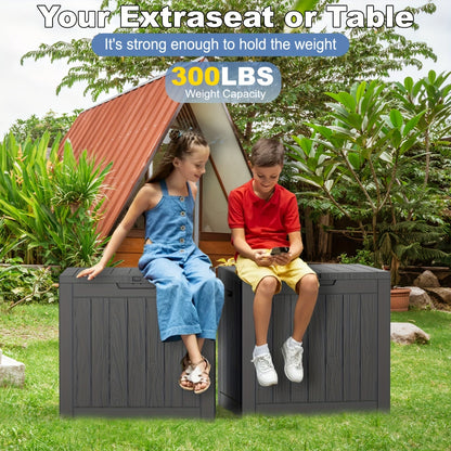 35-Gallon Deck Box with Wood-Grain or Rattan-Style Panels in Black or Light Brown Color Options