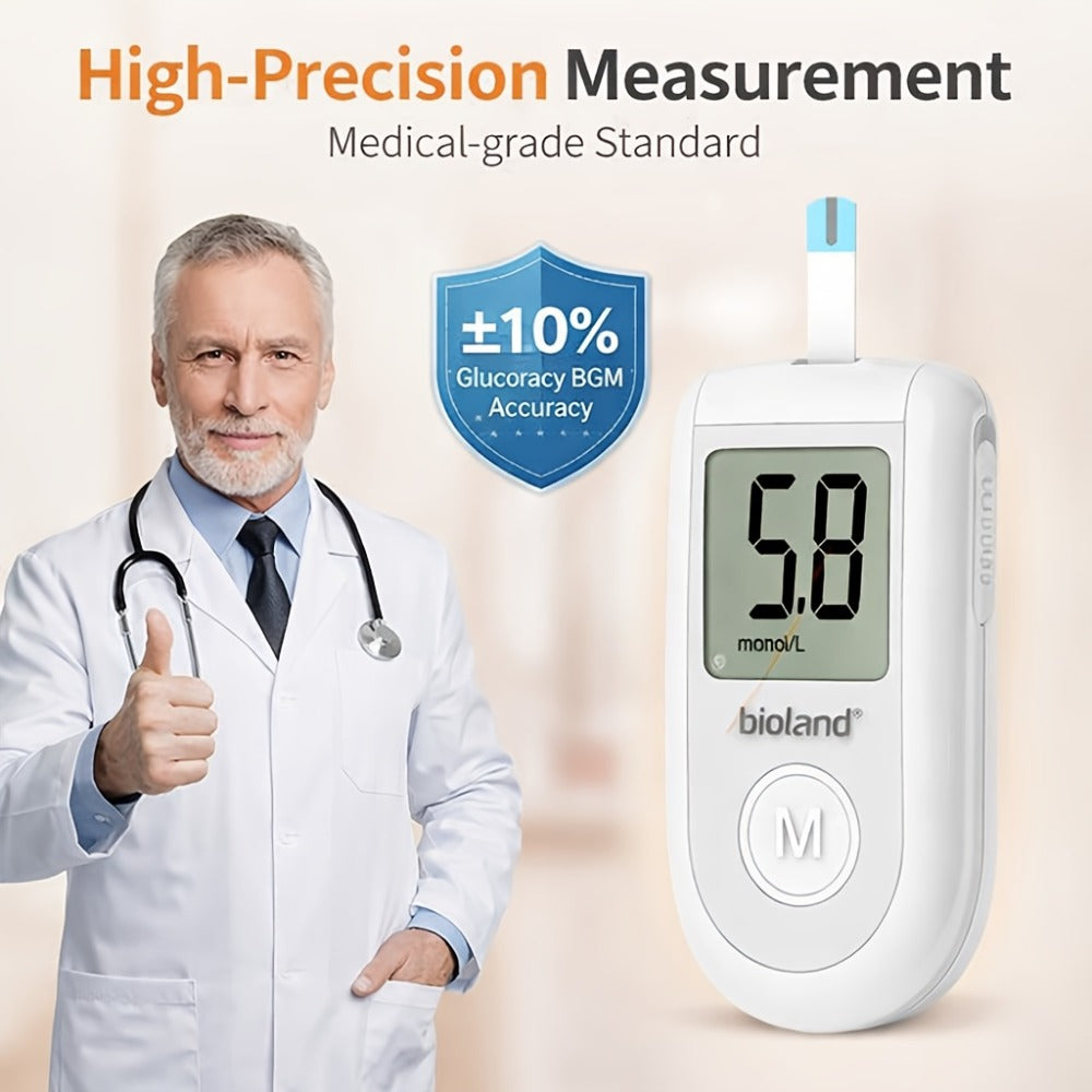 Blood Glucose Meter Kit FDA Cleared, 50 Test Strips + 50 Needles, Large Display 5-Second Results No Coding