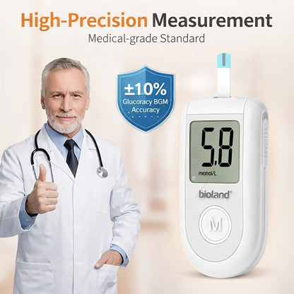 Blood Glucose Meter Kit FDA Cleared, 50 Test Strips + 50 Needles, Large Display 5-Second Results No Coding