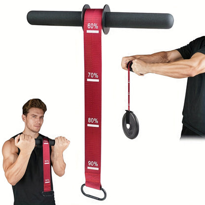 Fitness Equipment Black Wrist Roller Bar with Foam Grips Hanging Strap and Carabiner Attachment