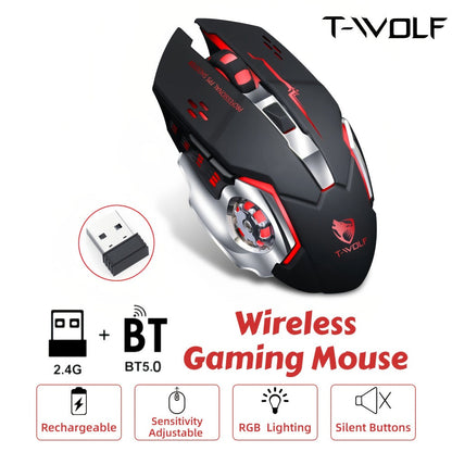 Wireless Gaming Mouse RGB Rechargeable T-WOLF 2.4GHz Large Mouse for PC Laptop Tablet Mac for an Everyday Personal Care Routine