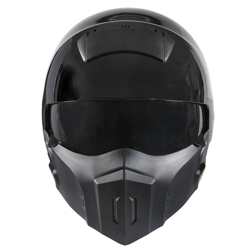 Motorcycle Helmet Convertible Full/Open-Face Shell with Detachable Mask, Smoked Shield, S-XL Sizes and Multiple Styles