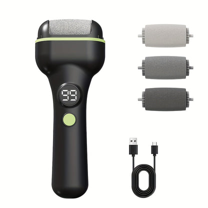 Foot Callus Remover Electric Rechargeable 3 Interchangeable Grinding Heads LCD Display Portable Electronic