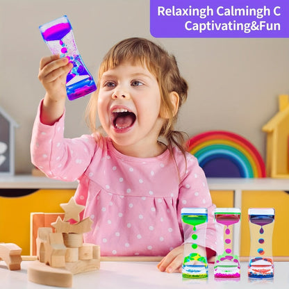 Liquid Motion Bubbler Hourglass Sensory Toy 6 or 12 Pack, Colorful Calming Timer Fidget Toy for Kids