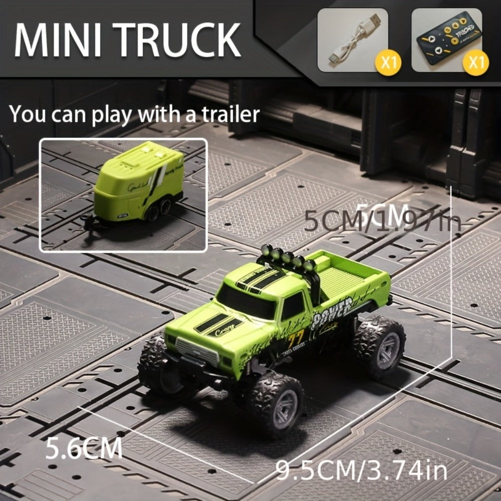 1:64 Scale Mini RC Car Alloy Off-Road Truck with Shock Absorbers – Pocket-Sized Remote Control Car for Boys Ages 6 7 8 9 10