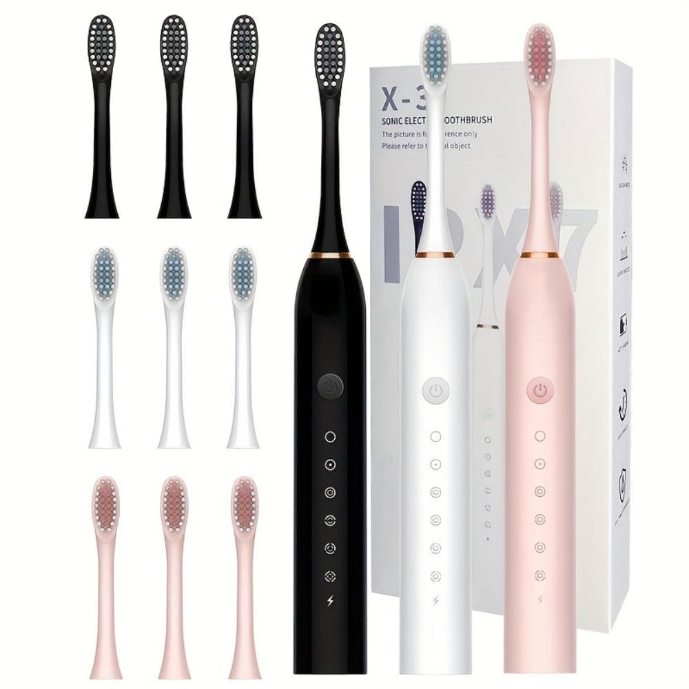 Rechargeable Electric Toothbrush with 6 Cleaning Modes & Smart Timer, USB Sonic Toothbrush for Adults