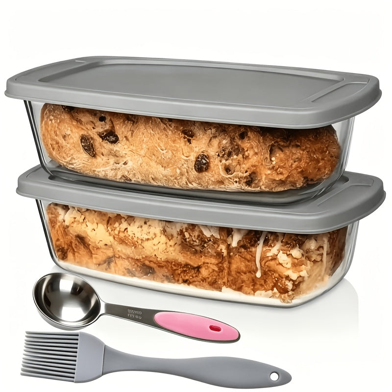 Glass Baking Dish with Lid, 1.9 Qt Rectangular Glass Loaf Pan with Handles, Oven & Airtight Food Storage Container