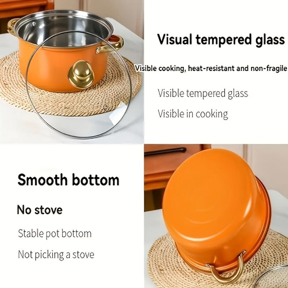 Stainless Steel Non-Stick Cookware Set 10/12pcs, 316 Grade Steel Frying Pan, Stockpot & Milk Pot with Lid