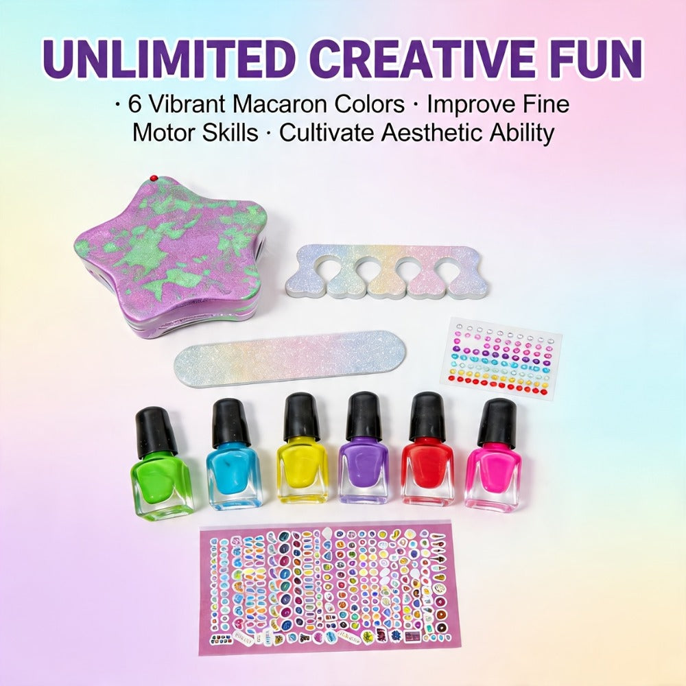 Pedicure Play Set for Girls 8+, 320+ Pieces Pretend Spa Kit with Colorful Nail Polishes & Stickers