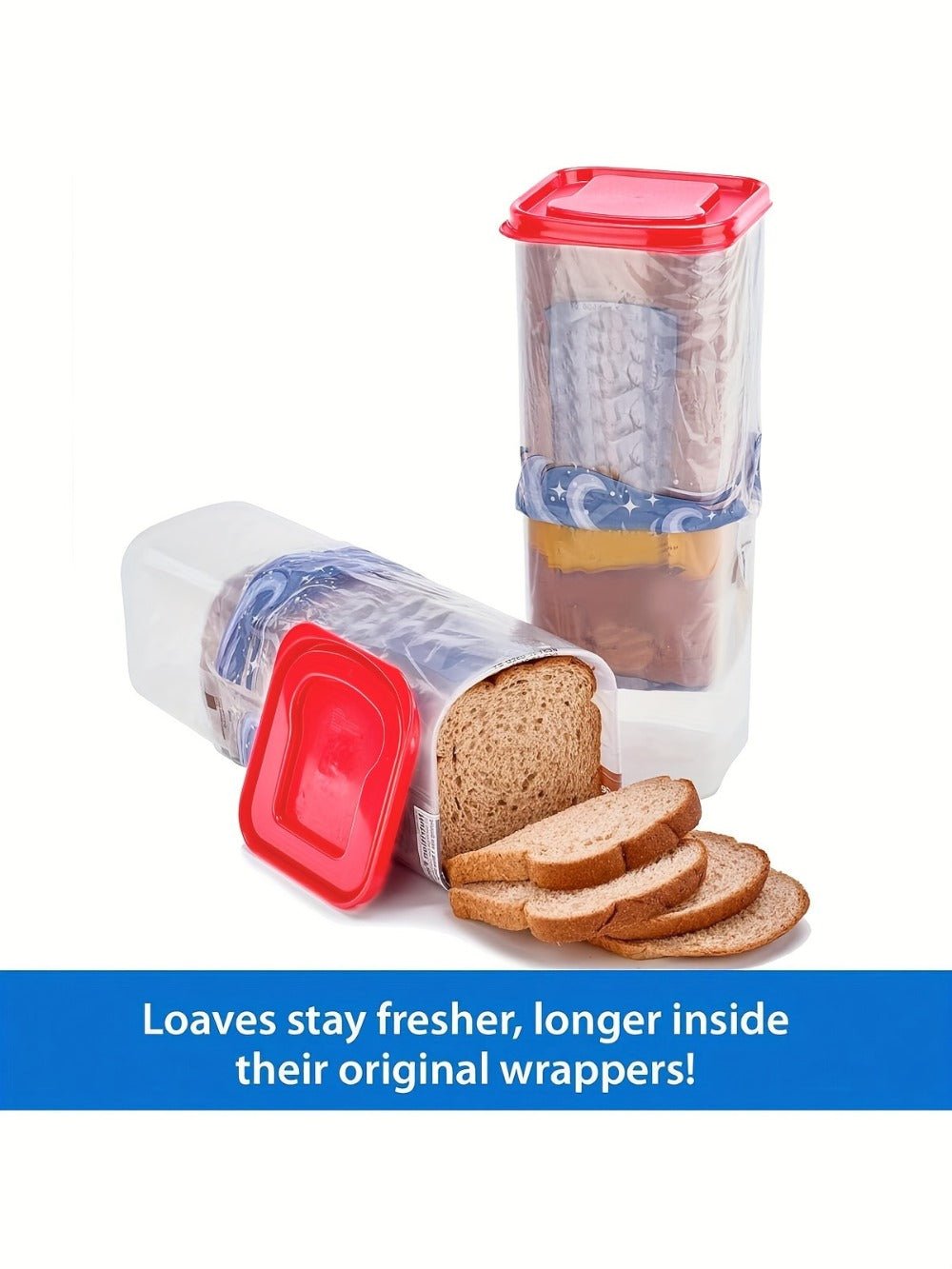 Food Storage Containers Rectangular Bread Keeper with Flip-Top Lid in Red or Black for Kitchen and Camping