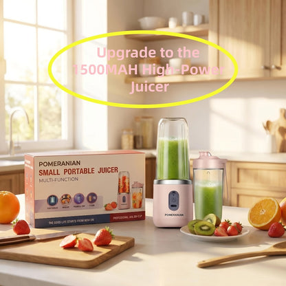 Portable Blender Juicer Double Cup 1500mAh Rechargeable, Food-Grade ABS Multifunctional Fruit Vegetable Juicer