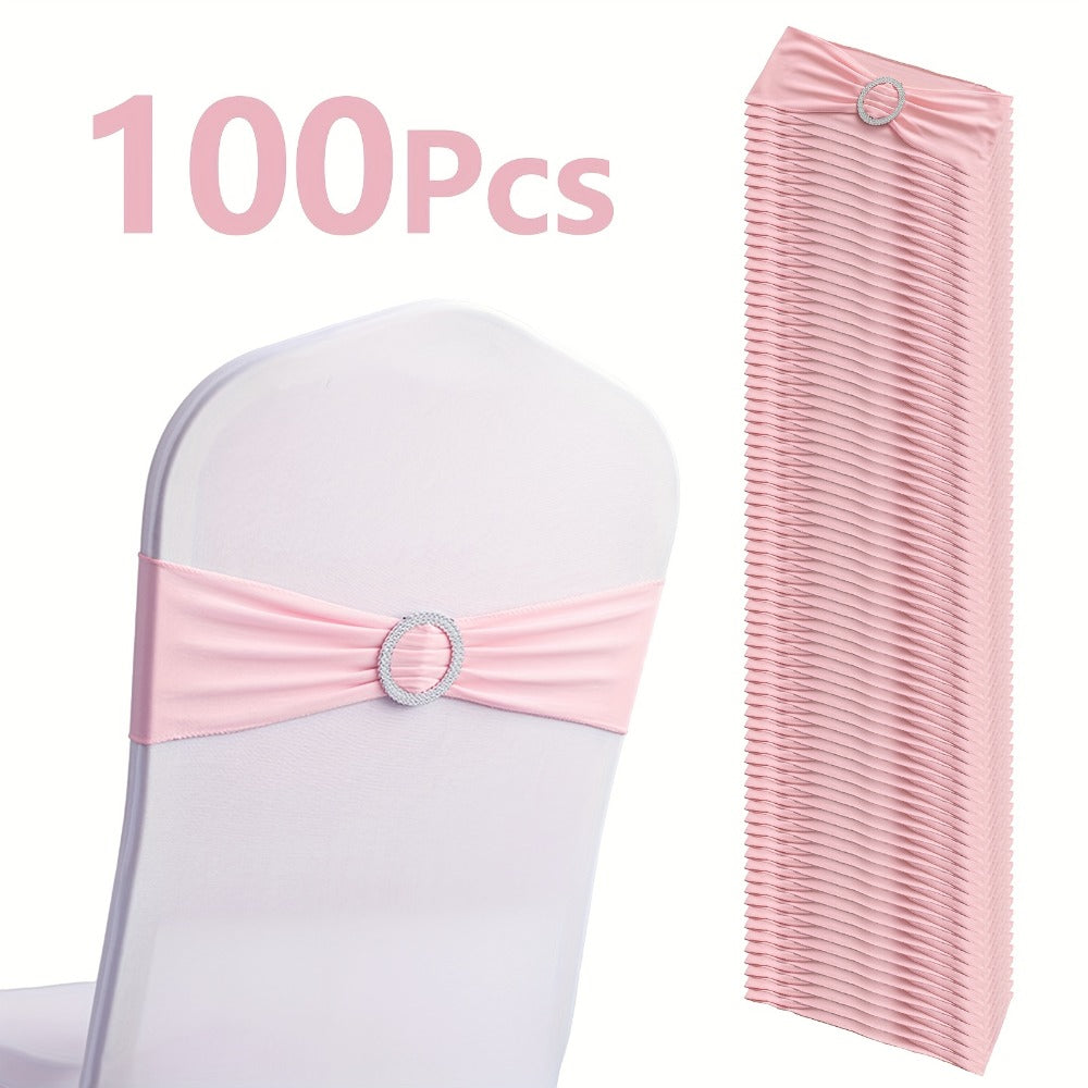Chair Sashes for Wedding 100pcs Stretch Spandex Elastic Chair Sash Bands with Buckle for Dining Chairs Banquet Party Event Decor