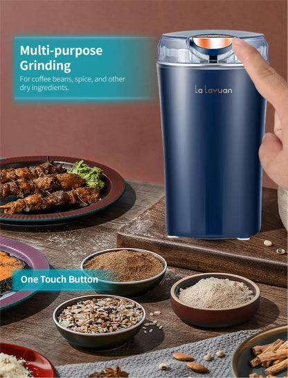 Electric Coffee Grinder 200W | Quiet Spice Grinder | 80g Large Capacity 12 Cups | 304 Stainless Steel Blade | One-Touch Operation | Grinds