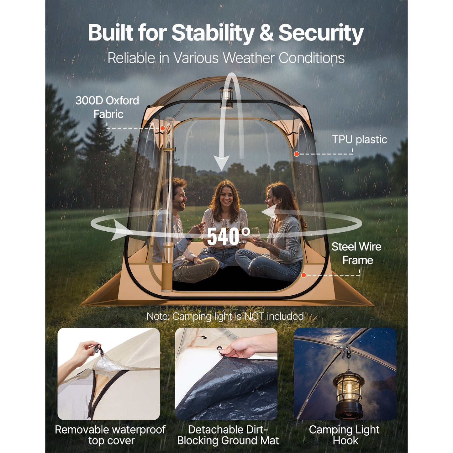 Pop Up Bubble Tent Clear Pod for Garden, Patio and Yard Use, with the Listed Configuration