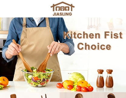 Kitchen Utensils by JIASING, 3-, 5- or 7-Piece Wood Spoon, Spatula, Ladle and Egg-Beater Set Options
