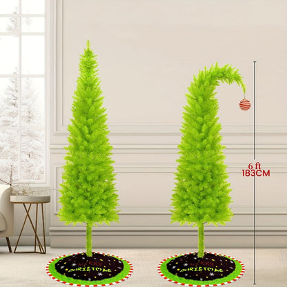 6 Foot Artificial Christmas Tree with Lights Tree Skirt and Christmas Ball Bendable Xmas Tree for Entryways, Bedrooms and Living Spaces
