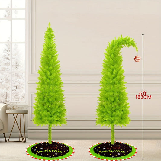 6 Foot Artificial Christmas Tree with Lights Tree Skirt and Christmas Ball Bendable Xmas Tree for Entryways, Bedrooms and Living Spaces