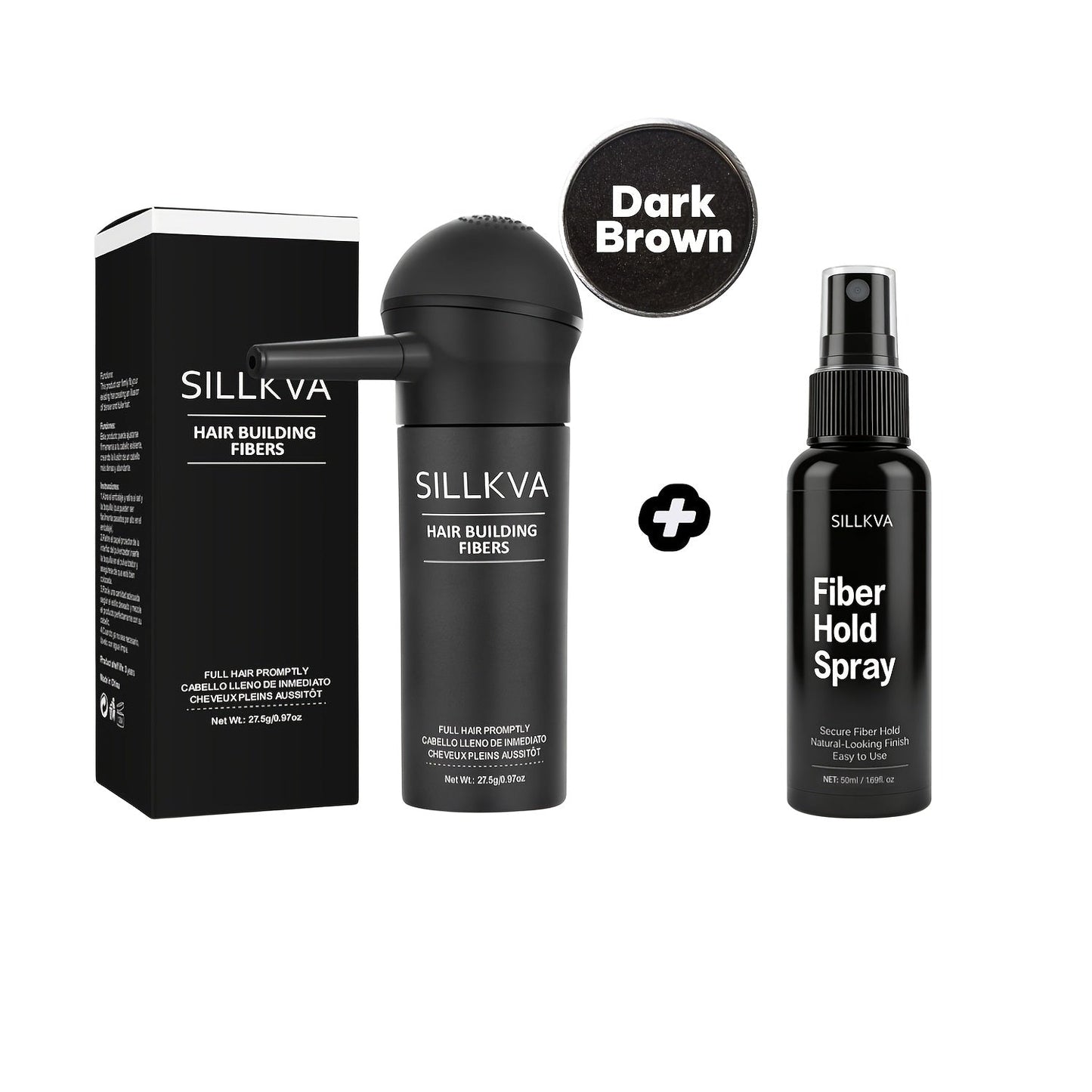 Hair Fibers Spray Applicator Kit Instant Thickness for Thinning Hair & Bald Spots SILLKVA for Makeup, Travel and Everyday Vanity Use