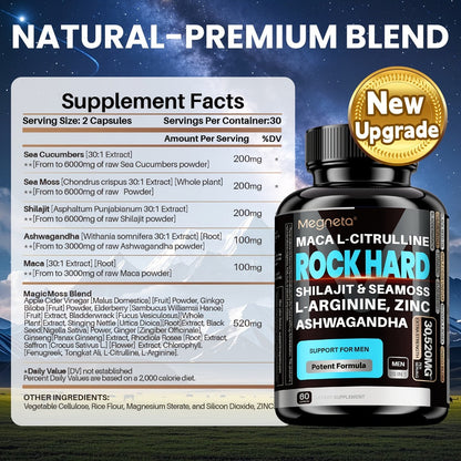 Maca Root & L-Arginine Men's Performance Supplement with Shilajit - Double-Acting Formula for Stamina