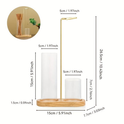 Glass Incense Burner 2-in-1 with Removable Ash Collector & Candle Holder, Incense Stick Holder for Meditation
