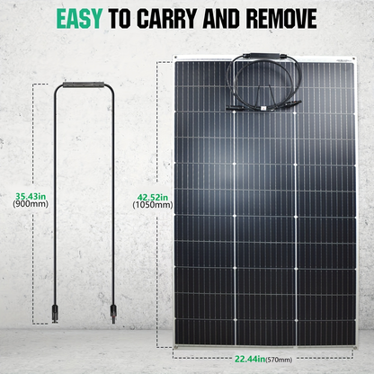 Flexible Solar Panel 125W 18V 18BB Monocrystalline Solar Cell Bendable 30 Degree Ultra-Thin for 12V for Garden, Patio and Yard Use