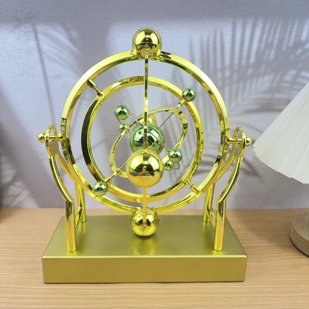 Perpetual Motion Pendulum Desk Decor - Cosmic Swing Solar System Planets Atomic Model Science for Entryways, Bedrooms and Living Spaces