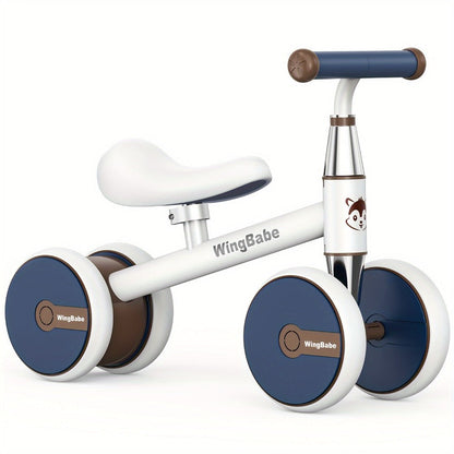 4 Wheel Balance Bike for Baby Toddlers 10-36 Months, First Bike with Adjustable Seat, 90° Steering Limit & Silent Anti-Slip Tires