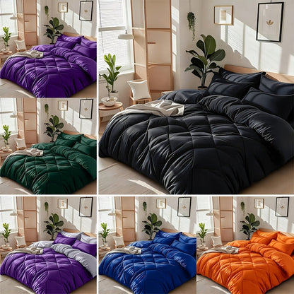 Diamond-Grid Microfiber Comforter Set with Pillowcases, 14 Color or Code Options and Twin, Queen or King Sizes