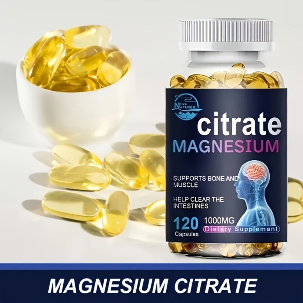 Magnesium Citrate Capsules 1000mg 120 Count for Bath Time, Home Spa and Personal Care, with the Listed Configuration