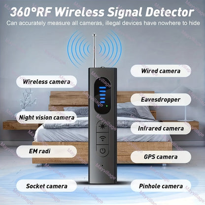 Anti Spy Hidden Camera Detector RF Signal Scanner Portable Bug Detector, GPS Tracker Finder, Listening Device Detector