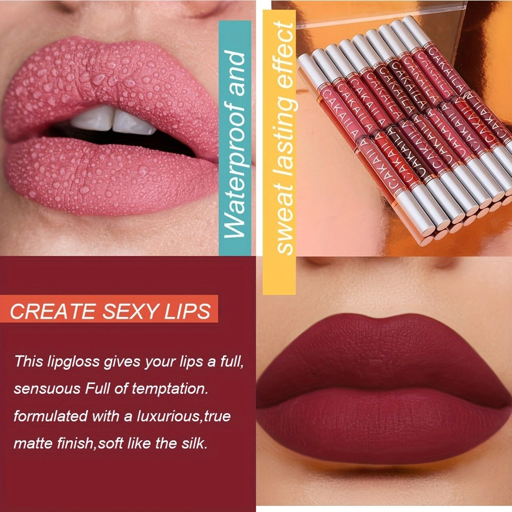 18-Piece Matte Liquid Lipstick Collection with Numbered Shades, Slim 10cm Tubes and Silver Caps