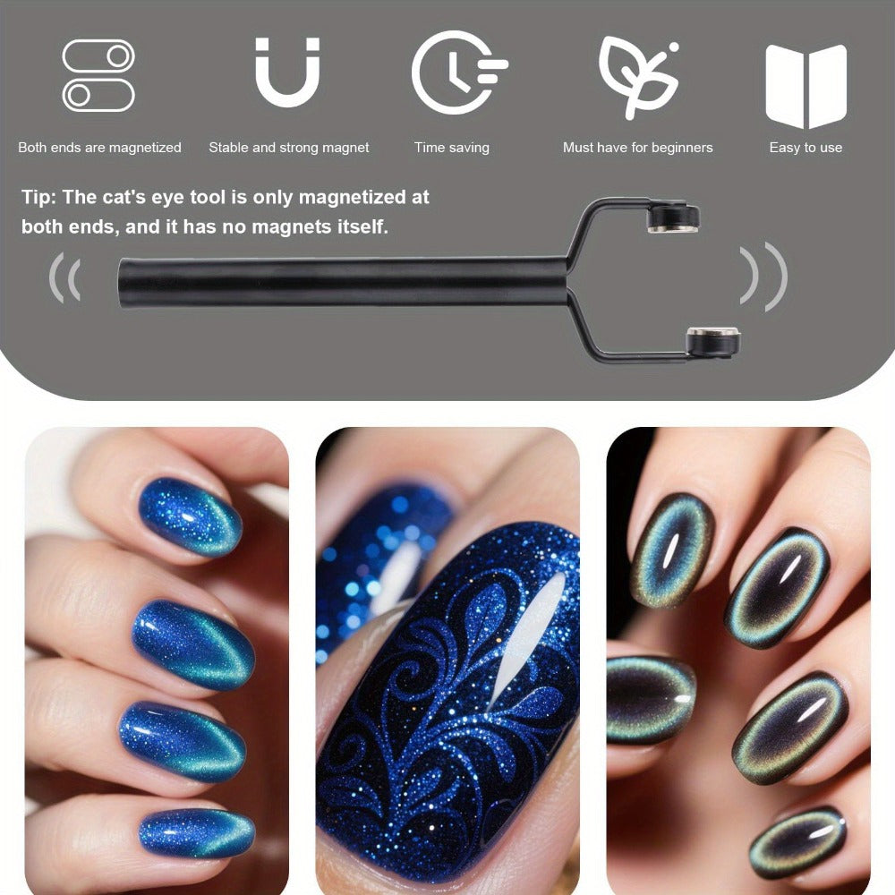 4-in-1 Y-Shaped Cat Eye Nail Magnet Stick Double Head – Heart & Multi-Pattern Magnetic Tool for Cat Eye Gel Polish Nail Art